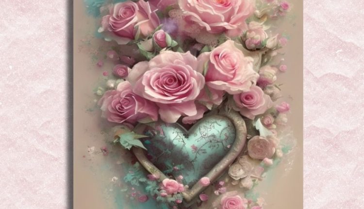 Metal Heart Entwined in Roses
