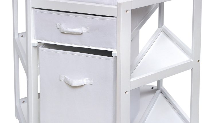 Badger Basket Diaper Corner Baby Changing Table with Hamper and White - MadeInUSA