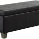 ZWNLKQG Ottoman Premium Leather Bench with Lift-up Lid Safety Hinge Multi-Functional  Space for Bedroom and Living Room  Black – MadeInUSA
