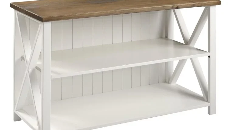 52"Solid Wood Farmhouse Storage Console - White/Reclaimed Barnwood - MadeInUSA