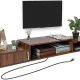 ZWNLKQG Floating TV Stand with Power Outlet  59u201D Wall-Mounted Floating TV  for Under TV  Entertainment Center Modern Media Console with LED Lights for Living Room  Home  Office – MadeInUSA