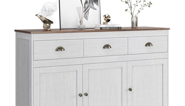 Homfa Sideboard Storage Cabinet with 3 Drawers & 3 Doors, 47.2'' Wide - MadeInUSA