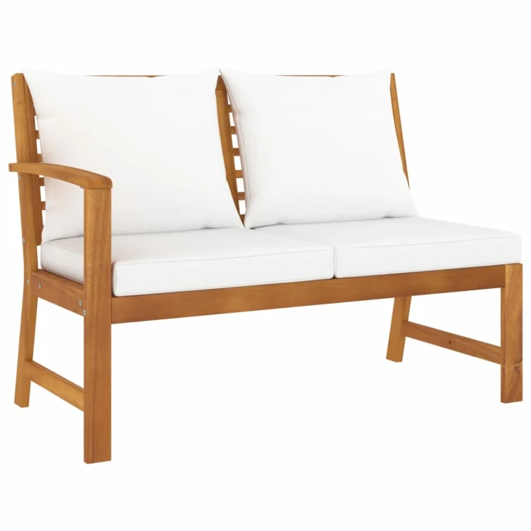 Andoer Garden Bench 45.1"with Cream Cushion Solid Acacia Wood - MadeInUSA