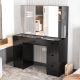 Boahaus Venus Modern Vanity Desk Ser, Black Finish, for Bedroom – MadeInUSA