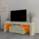 TV Stand with LED RGB Lights,Flat Screen TV Cabinet, Gaming Consoles – in Lounge Room, Living Room and Bedroom,GREY OAK – MadeInUSA