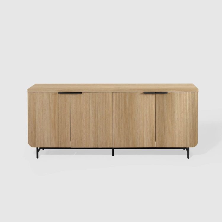 Modern 4 Door Reeded Sideboard Coastal Oak/Black - Saracina Home - MadeInUSA