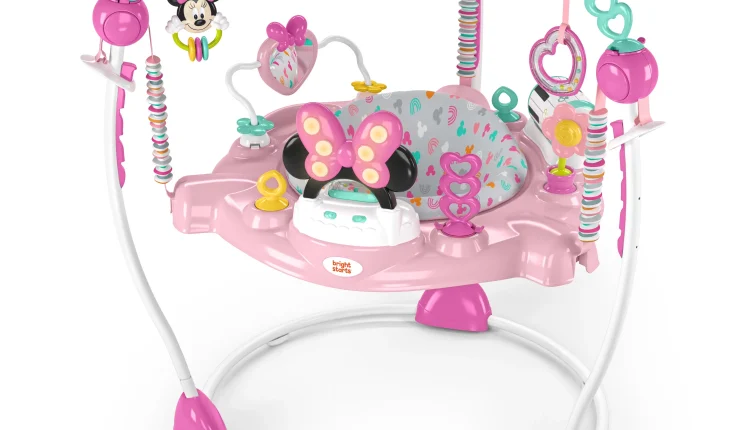 Disney Baby MINNIE MOUSE Forever Besties Infant Activity Center Jumper, Pink, Unisex, Newborn+ - MadeInUSA