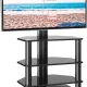 TJBOLIFE Swivel TV Stand with Mount for 32&#34;-70&#34; Flat Screen  Slim Corner Entertainment Floor TV Mount with 4-Tier Tempered Glass Media Shelves  Height Adjustable and Cable Managem – MadeInUSA