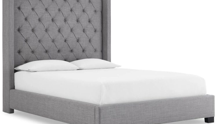 Monroe II Upholstered King Bed, Created for Macy's - Grey - MadeInUSA
