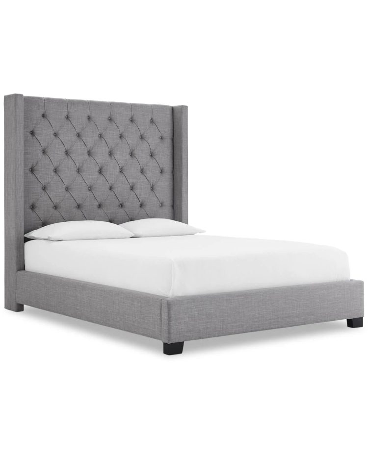 Monroe II Upholstered King Bed, Created for Macy's - Grey - MadeInUSA