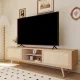 ZWNLKQG TV Stand  Modern Farmhouse Entertainment Center with   Rattan TV Console Sliding Door for   TV Console Table  Media Console Solid Wood Legs  Modern Table for Living Room – MadeInUSA