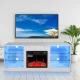 TV Stand With 18 Inch Electric Fireplace Heater,Modern Entertainment Center for TVs Up to 62 Inch With Adjustable Glass Shelves and Storage Cabinets ( White ) – MadeInUSA