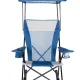 Ozark Trail Mesh Tension Rocking Camp Chair with Canopy, Blue and Grey, Detachable Rockers, Adult – MadeInUSA