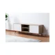 Blissful Nights Artisanal Abode Light Brown Wood Finish Tv Stand With 2 White Cabinets And Modular Shelves – MadeInUSA