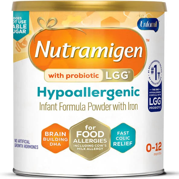 Nutramigen Hypoallergenic Infant Formula with Enflora LGG - Powder 12.6 oz Can 6 Pack - MadeInUSA