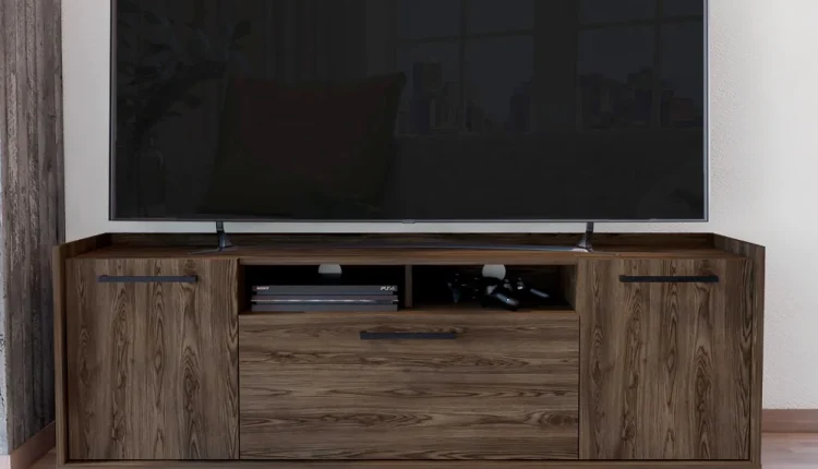Tv Stand for TV´s up 55"Dext, One Cabinet, Double Door, Dark Walnut Finish - MadeInUSA