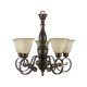 Carina 5Light Aged Bronze Chandelier with TeaStained Glass Shade Damaged Box – MadeInUSA