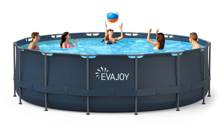 Evajoy 16ft x 48in Metal Frame Swimming Pool Set, Round Above Ground Pool Set with 2000 GPH Sand Filter Pump, Pool Ladder, Ground Cloth, Pool Cover - MadeInUSA