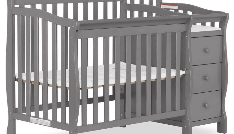 Dream On Me Jayden 4 in 1 Mini Convertible Crib and Changer Storm Grey - MadeInUSA