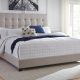 Ashley Dolante King Upholstered Bed with Square Button Tufting, Beige – MadeInUSA