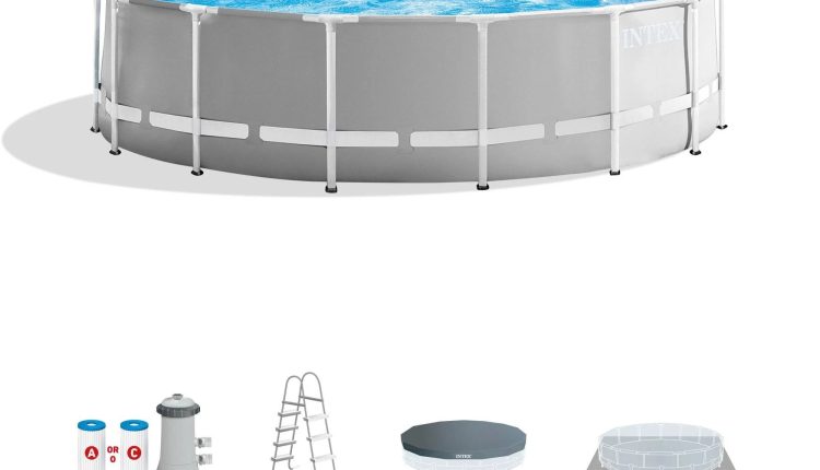Intex 15 Foot x 48 inch Prism Above Ground Swimming Pool Set & Ladder - MadeInUSA