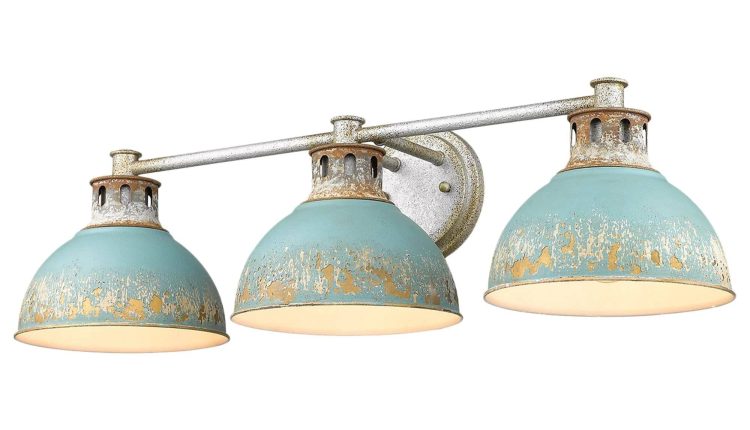 Golden Kinsley 3 Light Bath Vanity 0865 Ba3 AGV Teal (Aged Galvanized Steel) - MadeInUSA