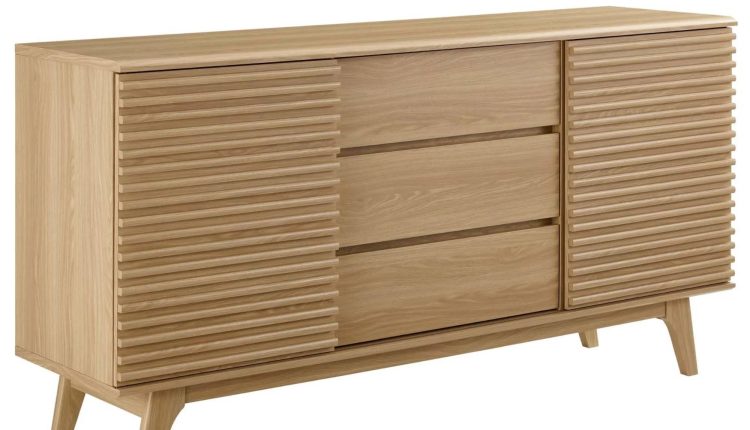 Modway Render 63 inch Sideboard Buffet Table or TV Stand, Oak, Size: 17.5 x 63 x 32.5 - MadeInUSA