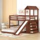 Euroco Twin Over Full House Bunk Bed with Slide and Functional Cabinet, Moveable Lower Full Bed for Kids Teens Adults, Storeage Shelf and 4 Big – MadeInUSA
