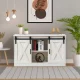 Wooden TV Stand, Entertainment Center Storage Cabinet with Two Sliding Barn Doors – MadeInUSA