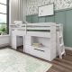 Max & Lily Modern Farmhouse Low Loft Bed, Twin Bed Frame for Kids with 1 Drawer, White Wash – MadeInUSA