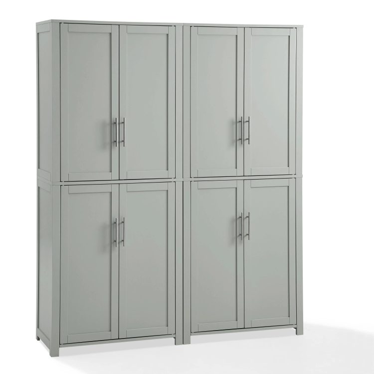 Crosley Furniture Savannah 2pc Pantry Set Gray - 2 Pantries - MadeInUSA