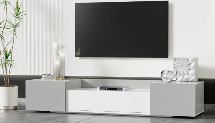 Modern TV Stand for 70"TV with Large Storage Space, Magnetic Cabinet Door, Entertainment Center for Living Room,Bedroom - MadeInUSA