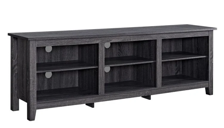 Pemberly Row 70"Simple s Wood Media TV Stand Storage Console - Charcoal - MadeInUSA
