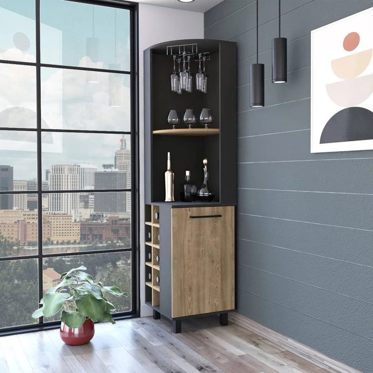 Melia-Teevan Bar with Wine Storage Ebern Designs - MadeInUSA