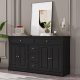 59.1”Sideboard Buffet White Mid-Century Modern Contemporary Lacquered – Black – MadeInUSA