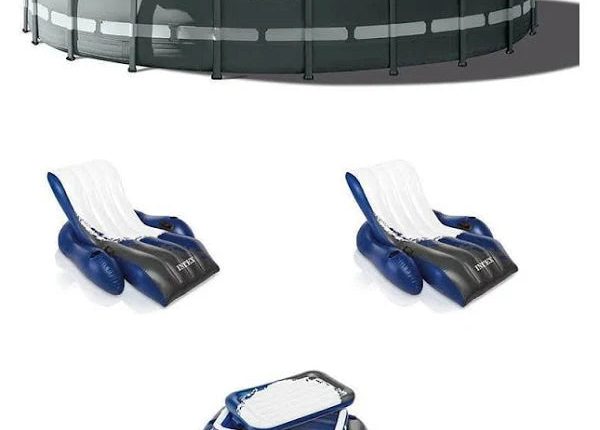 Intex 20ft x 48in Ultra XTR Round Pool Pump Ladder Lounger (2 Pack) & Cooler - MadeInUSA