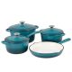 Basque Enameled Cast Iron Nonstick Cookware 7 Piece Set Biscay Blue – MadeInUSA