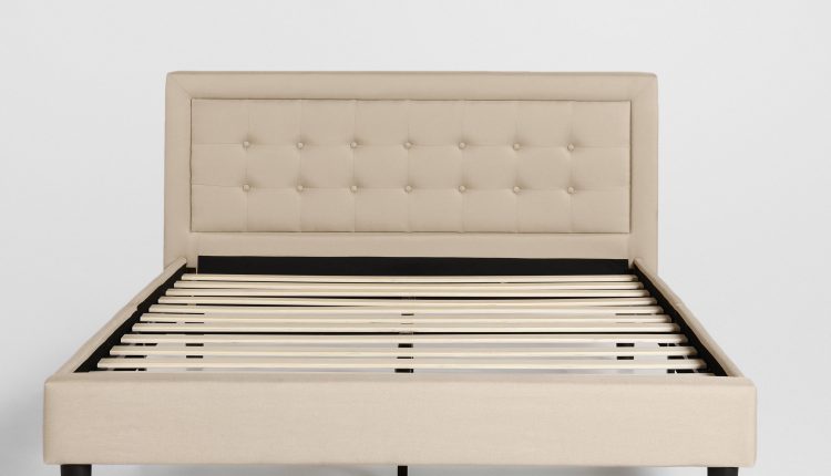 Bed Frame with Upholstered Button Tufted Headboard | Twin size, Linen by Nectar Mattress | Compare to Saatva, Purple, and Casper - MadeInUSA
