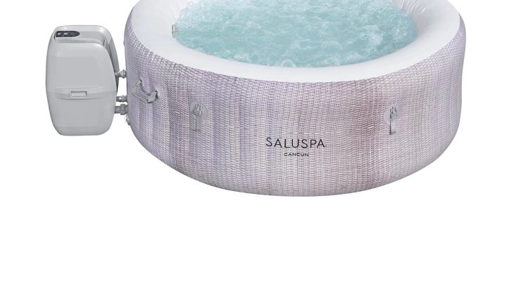 Bestway SaluSpa Cancun Airjet Inflatable Hot Tub with EnergySense Cover, Grey - MadeInUSA