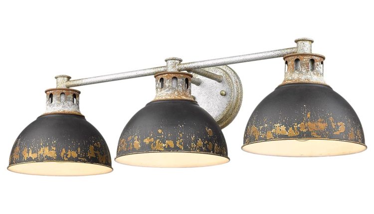 Golden Lighting Kinsley 3-Light Bath Vanity in Aged Galvanized Steel - 0865-BA3 AGV-ABI - MadeInUSA