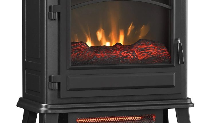 Style Selections 19.5-in W 5200-BTU Black Metal Infrared Quartz Electric Stove with Thermostat | CFI-7025-01 - MadeInUSA