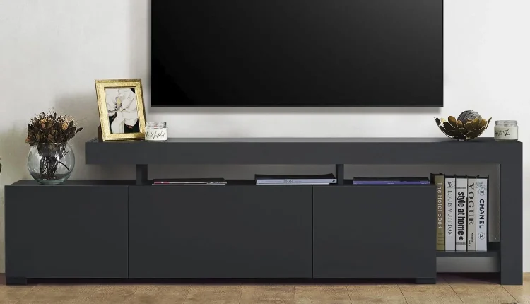 Atelier Mobili | Anthracite Gray Entertainment Center - Modern TV Stand for Up to 85"TVs - MadeInUSA