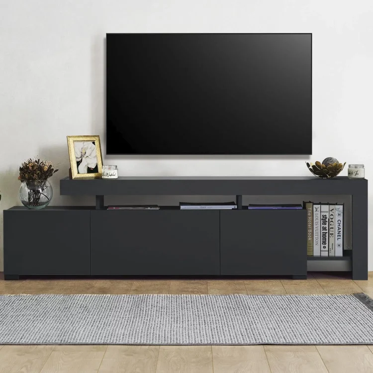 Atelier Mobili | Anthracite Gray Entertainment Center - Modern TV Stand for Up to 85"TVs - MadeInUSA