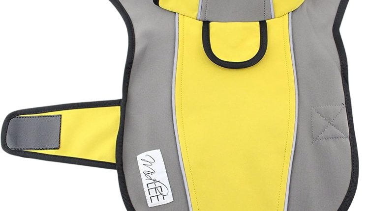 Midlee Waterproof Cold Weather Gray & Yellow Winter Dog Jacket