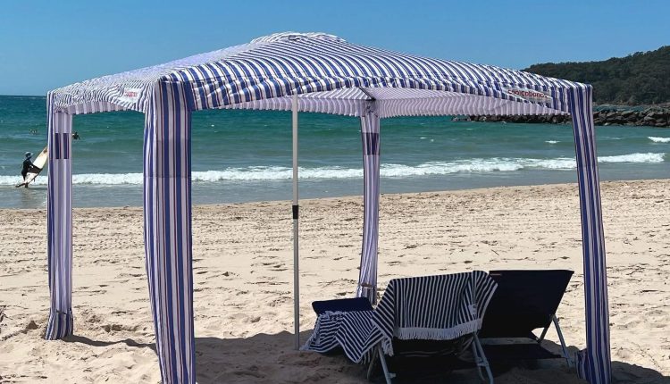Coolcabanas Beach Cool Cabana Canopy Sun Shade Shelter Tent - 8' x 8' or 6'6" x 6'6", Easy to Setup, Folds to Just 3'5", Perfect for Family Beach - MadeInUSA