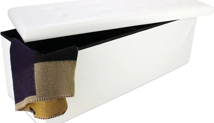 JYHOME - Leather look folding Bench  Folding  Ottoman - Maximum load  330 lbs -   Faux leather - Stitched and tufted finish  43.3 x 15 x 15 inch  White - MadeInUSA