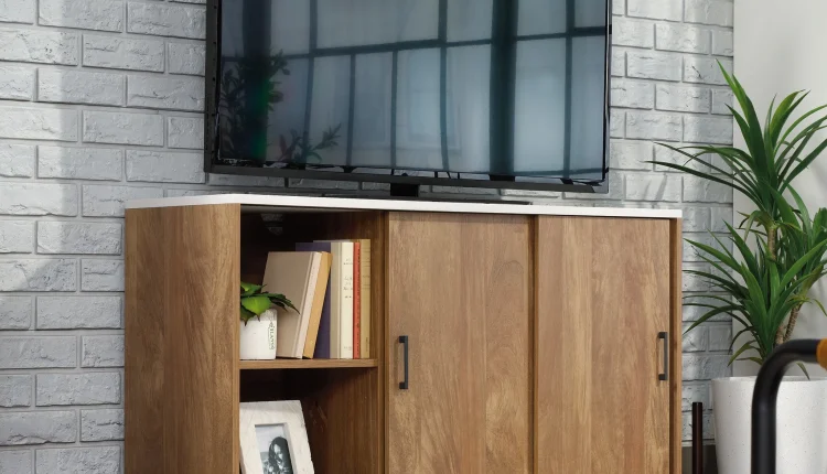 Bellamy Studios Row TV Stand with Storage, for TVs up to 50", Sindoori Mango Finish - MadeInUSA