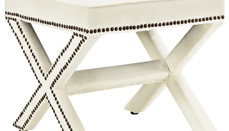 Modern Contemporary Urban Design Bedroom Living Room Bench, White Ivory, Fabric - MadeInUSA