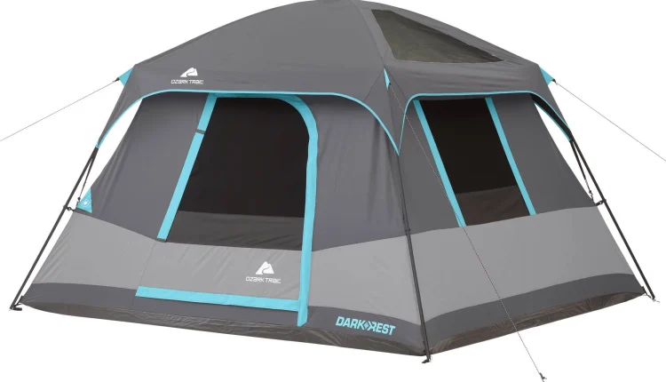 Ozark Trail 10' x 9' 6-Person Dark Rest Cabin Tent w/Skylight Ceiling Panels, 15.4 lbs - MadeInUSA