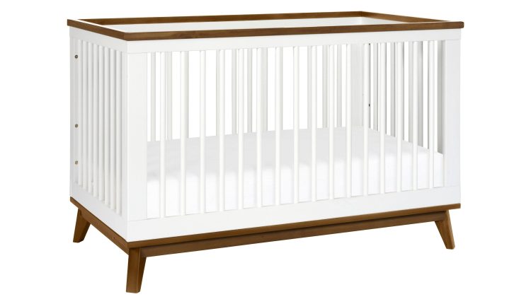 Babyletto Scoot 3-in-1 Convertible Crib with Toddler Bed Conversion Kit - White / Natural Walnut - MadeInUSA